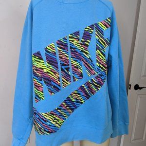 Nike blue sweatshirt zebra print letters